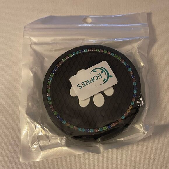 Paw Print Car Cup Holder Coasters with bling set of 2 NWT - Picture 5 of 5